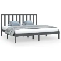 Syfax Cadre de lit sans matelas bois massif de pin gris 200x200 cm