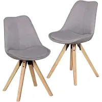 Wohnling lot de 2 chaises de salle à manger rétro LIMA gris clair Chaise rembourrée