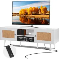 Vevor Meuble TV en Rotin pour Téléviseur de 65 pouces