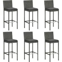 Syfax Tabourets de bar avec coussins lot de 6 gris résine tressée