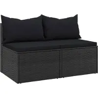 Syfax Canapés centraux de jardin et coussins 2pcs Noir Résine tressée
