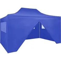 Syfax Tente de réception pliable avec 4 parois 3x4 m Acier Bleu