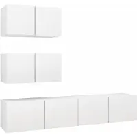 Sonstiges Ensemble de meubles TV 4 pcs Blanc Bois d'ingénierie