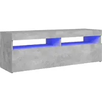 Syfax Meuble TV avec éclairage LED RVB, support multimédia en bois d'ingénierie, gris béton, 120x35x40 cm