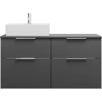 Burgbad Eqio meuble sous-lavabo avec plan de toilette, découpe à gauche, 4 tiroirs, largeur 1200mm, SGUU120LF6584G0146