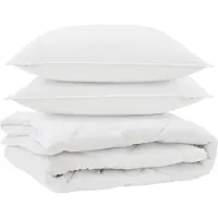 vidaXL : Ensemble de couette et taies d'oreiller toute saison, 3 pièces, blanc, microfibre