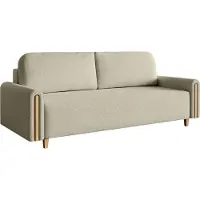 Selsey Majla - Canapé-lit 3 places, tissu bouclette et coffre de lit, beige clair