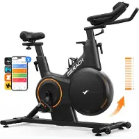 Merach Vélo d'appartement , résistance magnétique 16 niveaux, lnclinaison de 6% vers le haut et le bas, écran LED, Bluetooth, APP compatible, 160kg