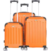 Cheffinger Valise de voyage valise 3 pièces coque dure trolley set valise bagage à main bagages sac de voyage orange