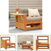 The Living Store Canapé de jardin avec accoudoirs et table d'appoint en pin massif