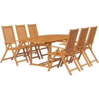 vidaXL Ensemble de jardin avec table à rallonge 7 pièces en bois