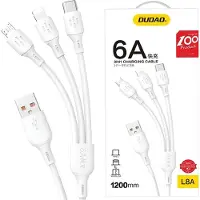 Dudao Câble L8A-3In1 Usb-A - Usb-C / Micro Usb / Lightning 480Mb/S 1.2M - Biały