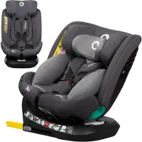 Lionelo Siège auto Bastiaan One i-Size, de la naissance à 12 ans, de 0 kg à 36 kg, Dri-Seat, 360 degrés - Grey Stone