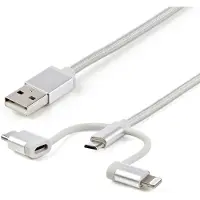 StarTech.com Usb Micro-usb Usb-c Lightning Cable 1m Gris