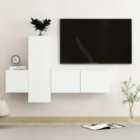 vidaXL 3 pcs. Armoire TV Set Blanc Bois composite - Armoire TV - Armoires TV - Armoire HiFi - Armoires HiFi