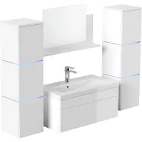 HOME DELUXE - Ensemble de meubles de salle de bain - WANGEROOGE BIG blanc - X-Large - incl. lavabo et accessoires complets - largeur lavabo : ca. 80 cm I Ensemble de meubles de salle de bain lavabo