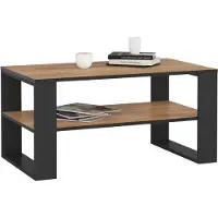 Akord Table basse Alex en chêne craft avec pieds noirs design épuré et fonctionnel pour maisons modernes