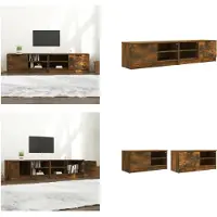 vidaXL Armoires TV 2 pcs. Chêne fumé 80x35x36,5 cm Matériau dérivé du bois - Armoire TV - Meuble TV