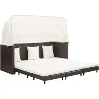 Syfax Canapé-lit extensible 3 places avec toit Résine tressée Marron