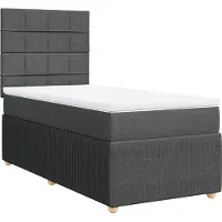 Syfax Sommier à lattes de lit avec matelas Gris foncé 90x200 cm Tissu