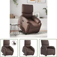 The Living Store Fauteuil relax avec releveur Marron Similicuir