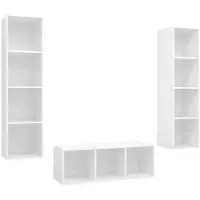 Syfax Ensemble de meuble TV 3 pcs Blanc Bois d'ingénierie
