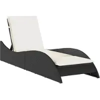 Syfax Chaise longue avec coussin noir 60x205x73 cm résine tressée