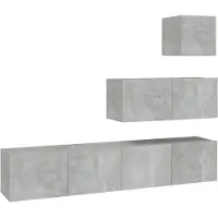 Syfax Ensemble de meubles TV 4 pcs Gris béton Bois d'ingénierie