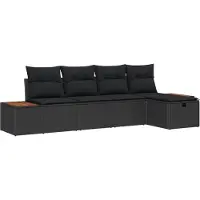 vidaXL Ensemble de canapé de jardin avec coussins 5 pcs noir Poly rotin