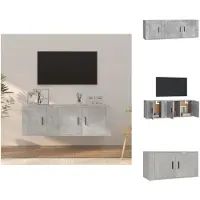 vidaXL Ensemble de meubles TV 2 pièces gris béton Matériau dérivé du bois - Meubles TV