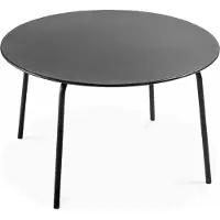 Oviala Table de jardin ronde en acier anthracite 120 x 72 cm - Palavas
