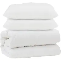 vidaXL Couette avec oreiller 3 pcs blanc microfibre