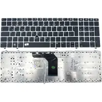 T-ProTek FR - Clavier noir avec stick souris + cadre argenté compatible avec HP Probook 6575b