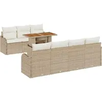 Syfax Ensemble de canapé de jardin 8 pcs Beige Poly rotin