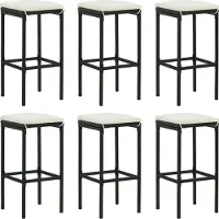 Syfax Tabourets de bar avec coussins lot de 6 noir résine tressée