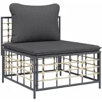 Syfax Canapé central de jardin avec coussin gris foncé résine tressée