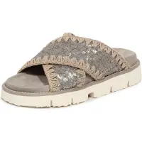 Mou I4676 Ciabatta Donna Criss-Cross Woman Paillettes Sandal