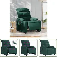 The Living Store Fauteuil de massage électrique Vert foncé Tissu