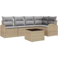 Syfax Ensemble de Canapés avec coussin 6 pcs Beige Polyester