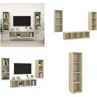 vidaXL 3 pcs. Set d'armoire TV Chêne Sonoma Bois composite - Set d'armoire TV - Set d'armoire TV - Set d'armoire TV suspendue