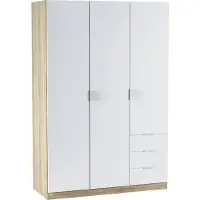Dmora Apaches - Armoire 3 Portes, 121x52 cm Blanc, Porte-manteaux