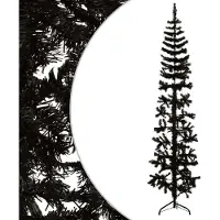 Syfax Demi sapin de Noël artificiel mince avec support Noir 180 cm