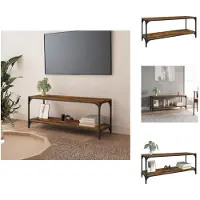vidaXL Armoire TV chêne fumé 100x33x41 cm Bois composite et acier - Meuble TV