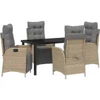 Syfax Ensemble de salle à manger pour jardin 5 pcs Beige polyrotin