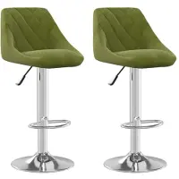 Syfax Tabourets de bar lot de 2 vert clair velours