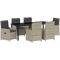 Syfax Ensemble de salle à manger pour jardin 7 pcs Gris clair