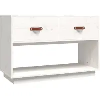 Syfax Meuble TV Blanc 90x40x60 cm Bois de pin massif