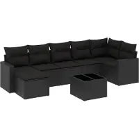 vidaXL Ensemble de jardin canapé 8 pièces avec coussins noir poly rotin