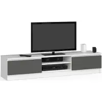 Akord Meuble TV CLP 160 cm Blanc et Gris Graphite Moderne avec Rangement et Étagères
