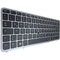 T-ProTek Clavier FRANÇAIS cadre argent,éclairage,trackpoint pour HP EliteBook 840 G1 E3V67UA